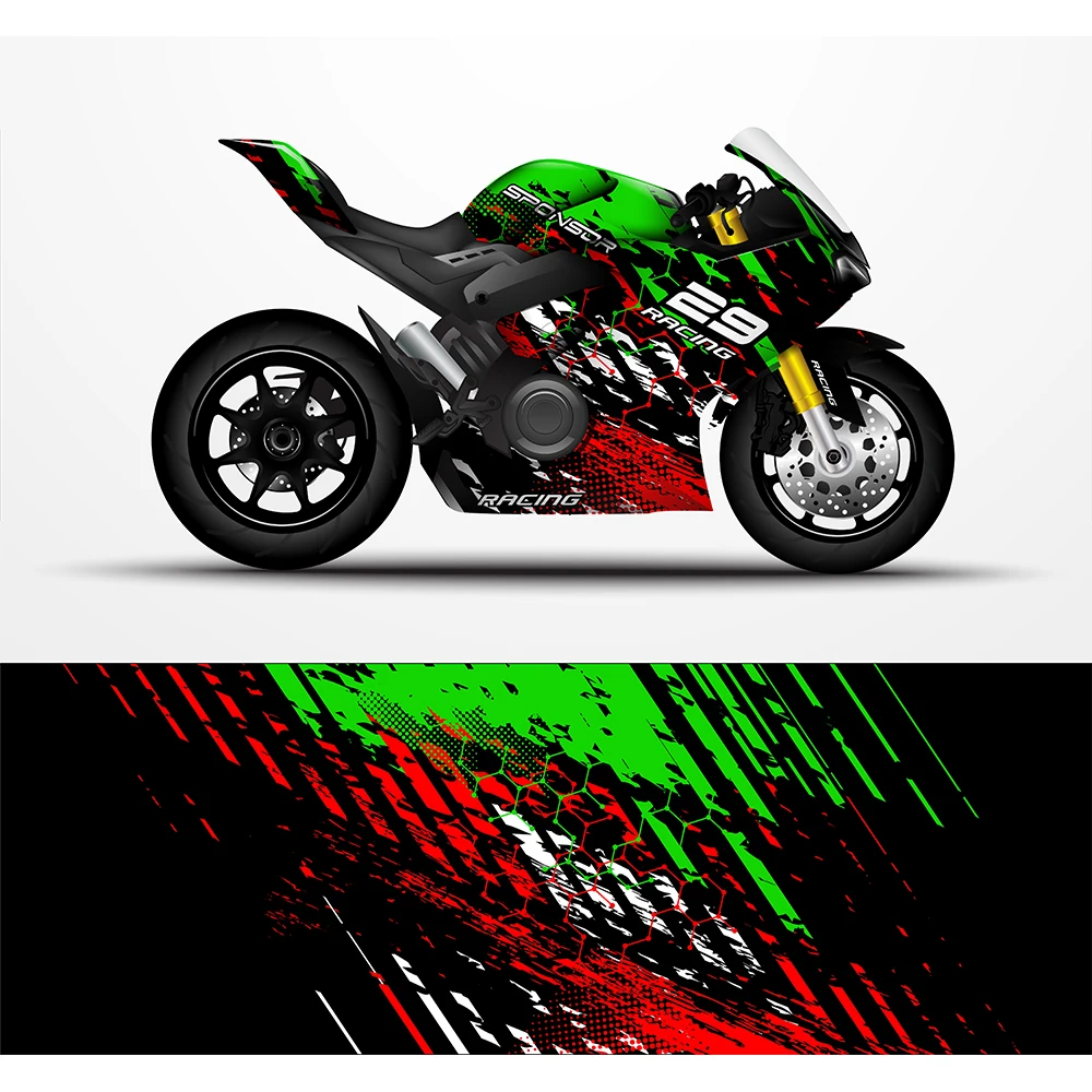 

Graffiti Stripes Full Body Racing Graphic Decals Vinyl Wrap Motorcycle Full Wrap Stickers Decorative Decal 200*58cm