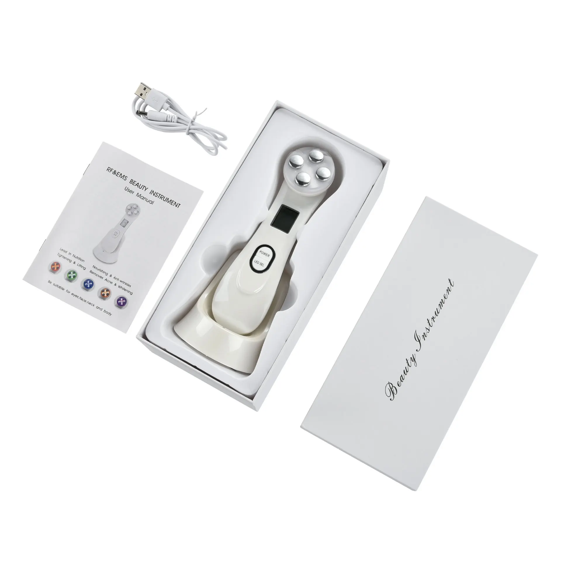 Best Selling Face Massager and Beauty Rejuvenation Ems Vibrating 8 in 1 Galvanic Face Massage Facial Beauty Instrument