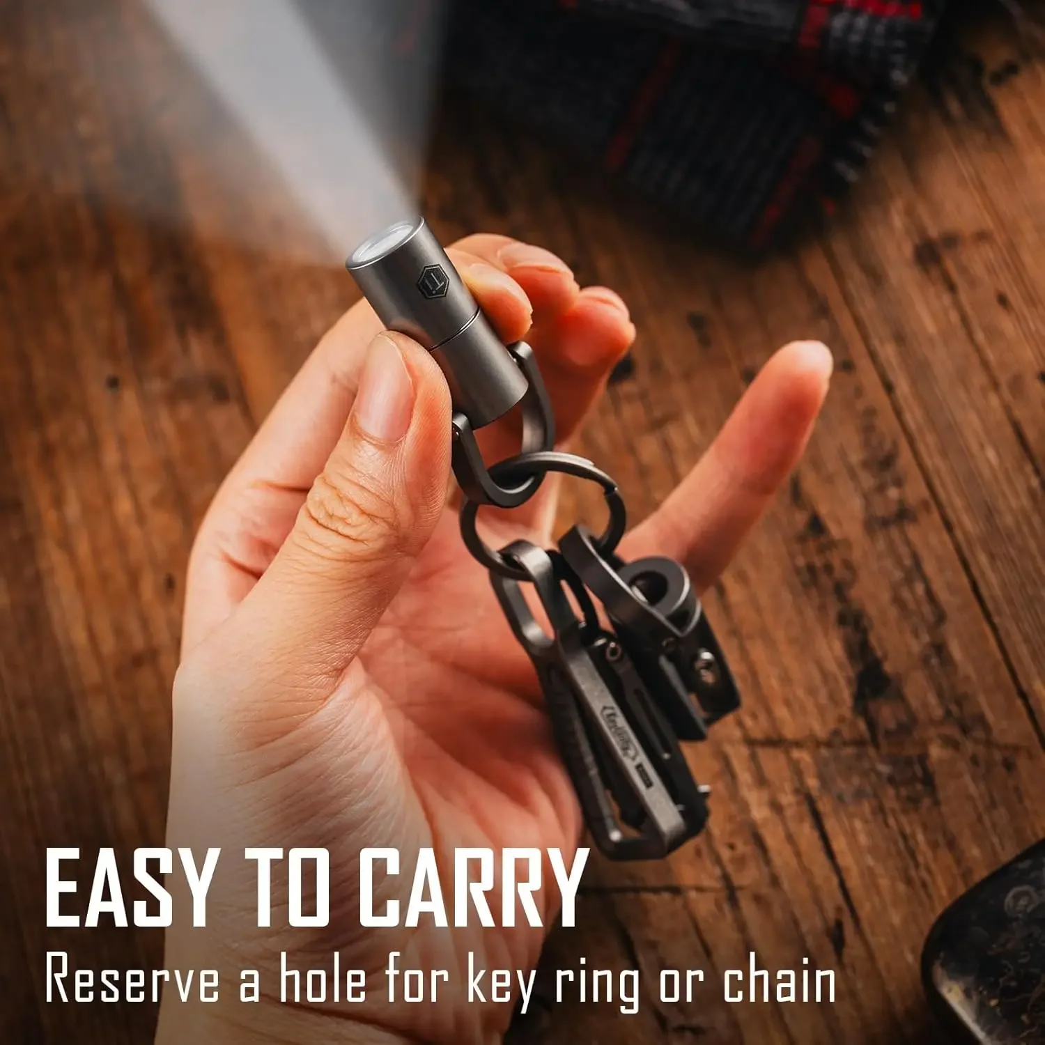 KeyUnity KF03 Titanium Nano Flashlight, LR44 Button Cell 100 Lumens 5W LED Keychian Flashlight