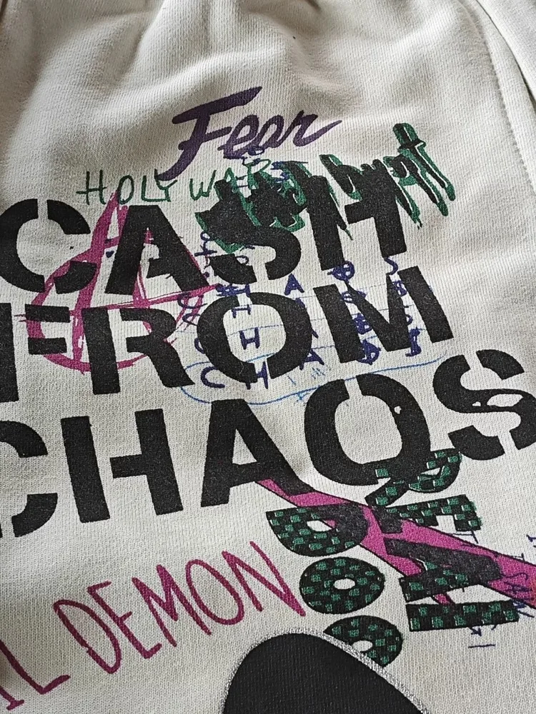 غسلها الأبيض سانت مايكل الهيب هوب السراويل الرجال النساء أفضل نوعية الكتابة على الجدران الطباعة الرباط الركض السراويل رياضية مجموعة