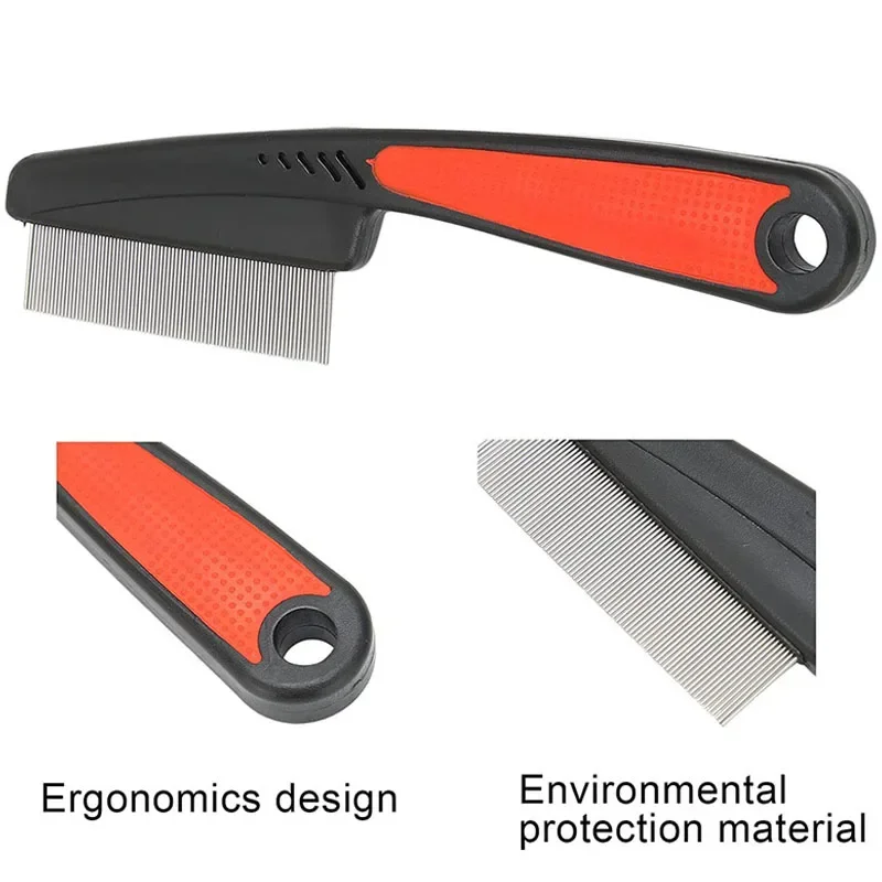 الحيوانات الأليفة رعاية الحيوانات الأليفة مقبض طويل الحيوانات الأليفة مشط البرغوث مشط للقطط الكلب الفولاذ المقاوم للصدأ مشط التخلص من الديدان افتتاح عقدة الكلب القط الاستمالة مشط #2