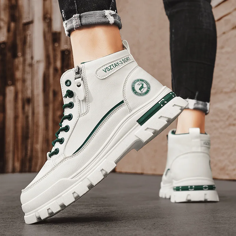 

Men's high-top sneakers are fashionable, trendy and casual. Thick-soled British style versatile shoes