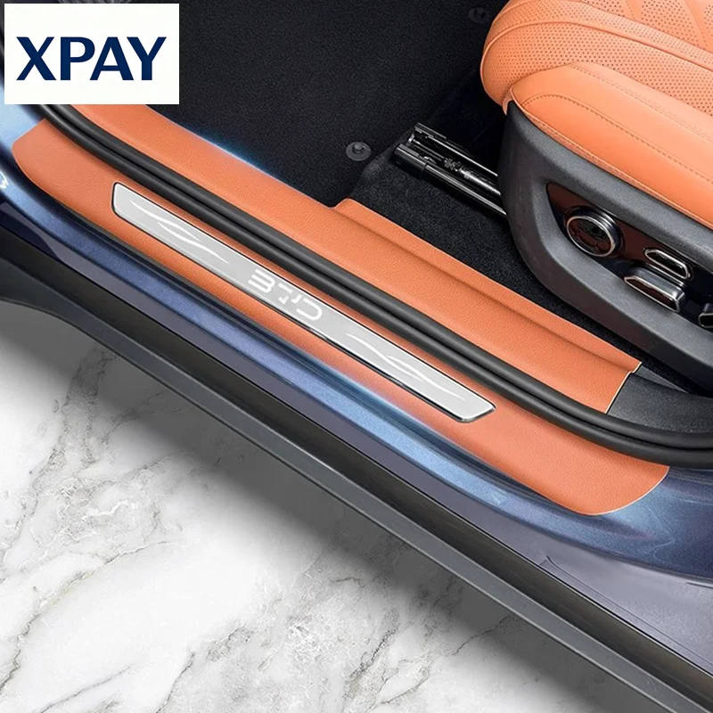 New For BYD Sealion 7 2024-2025 Original Car Color Threshold Strip Leather Threshold Anti-kick Pad Welcome Step Protection Fashi