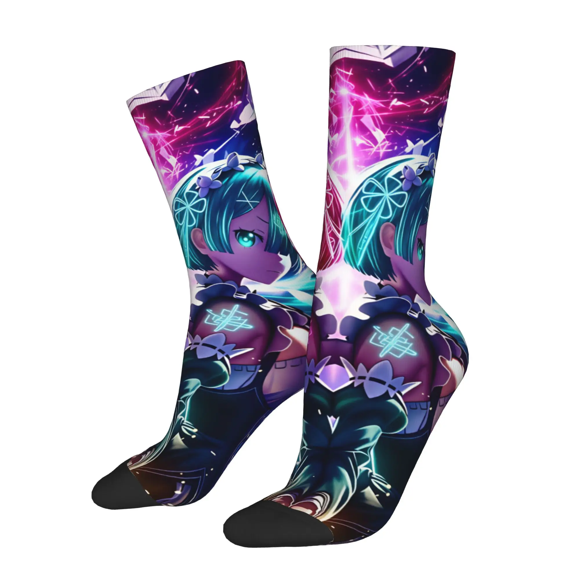 Rem Emilia R-Re:ZERO Anime Dress Socks Mens Womens Warm Fashion Starting Life in Anothers Worlds Crew Socks