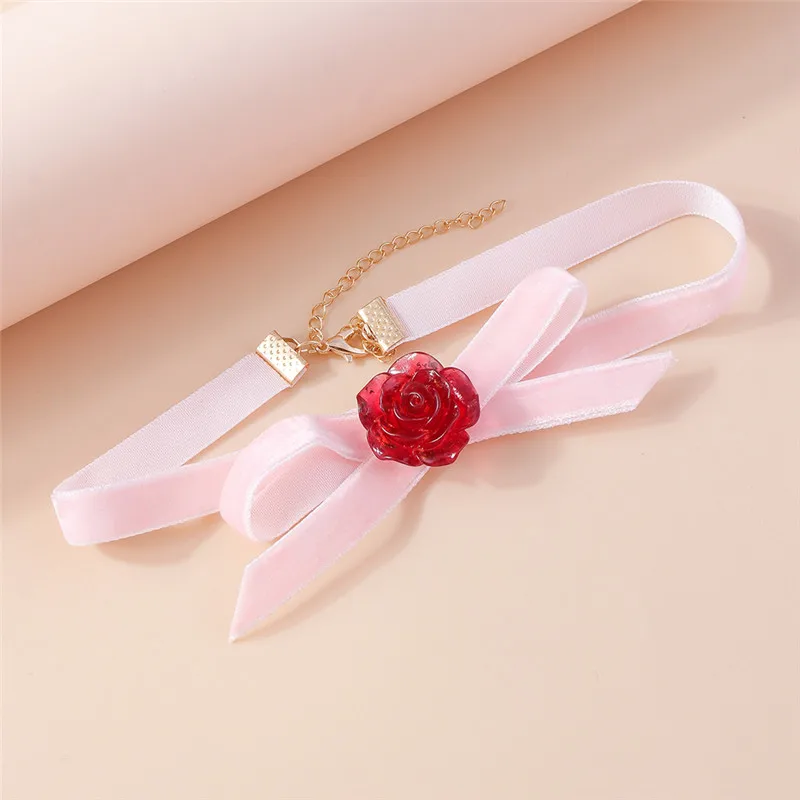 Aihua Sexy rote Samt-Choker-Halsketten für Frauen, Kristall-Herz-Halskette, Braut, Hochzeit, Party, Schmuck am Halskragen – Detail 37