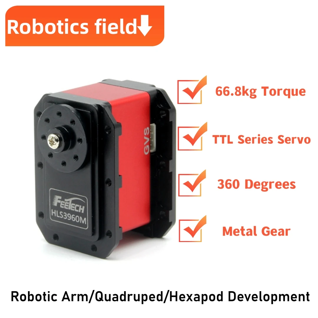Feetech HL-3960-C001 HLS3960M 12V 60kg.cm TTL Metal Shell Coreless Cup Motor Servo Dual Axis Constant Force No Limit Angle