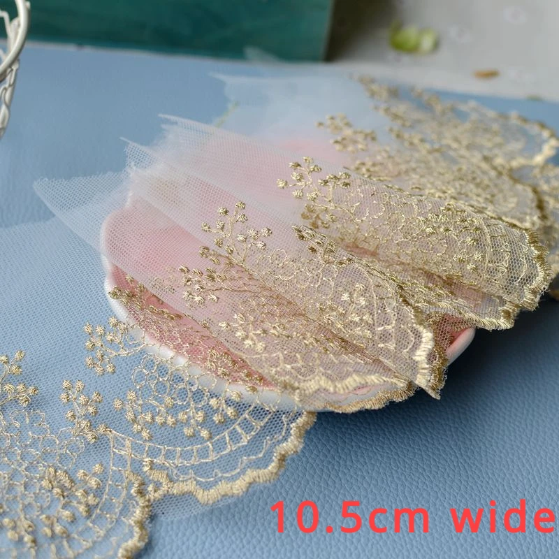 2 Yards Delicate Gold Flower Lace Trim for Sewing DIY Garment Accessories Handmade Lace Decoration Materials Fabric
