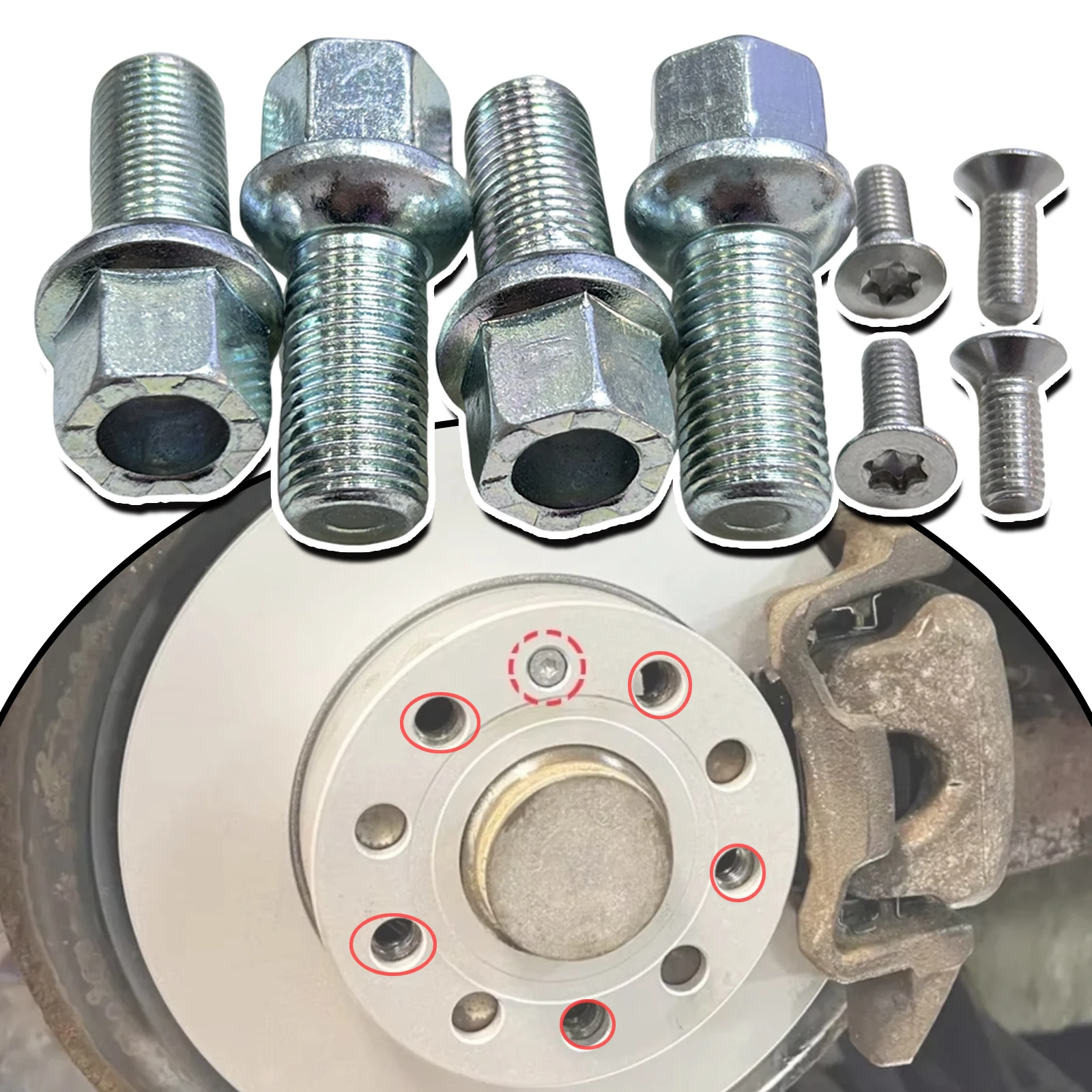

For Audi 100 C4 80 90 B2 B3 A1 8X A3 8P A4 B5 B6 B7 A5 8T A6 C4 C5 C6 A7 4G TT 8J Wheel Nut Stud Lug Bolt Brake Rotor Disc Screw