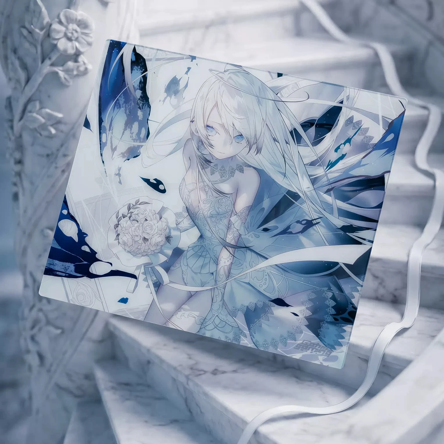 Anime Girl Tempering Upgrade Glass Game Mouse Pad Smooth Frosted Anti-fouling Hard Desk Mat FPS Office Customizable Accessories