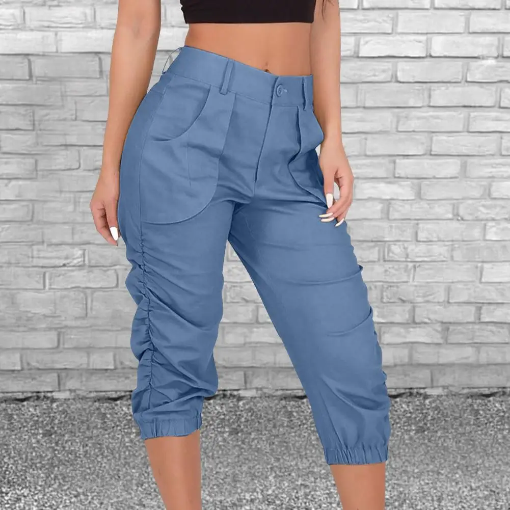 

Womens Summer Cropped Pants Women Cargo Pants Cropped Trousers Jogging Foot Fitness Pocket Loose Short Pants Pantalon