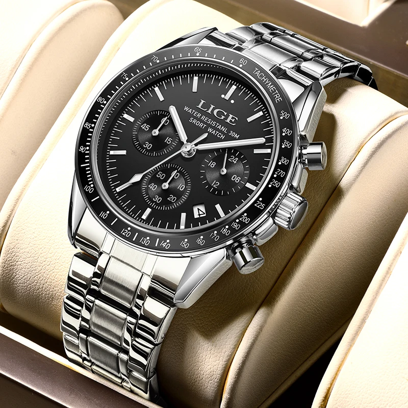 LIGE Fashion Quartz Wrist Watch For Men Outdoor Sport Waterproof Chronograph Luminous Men's Watches Military Big Dial Watch Men - view 3