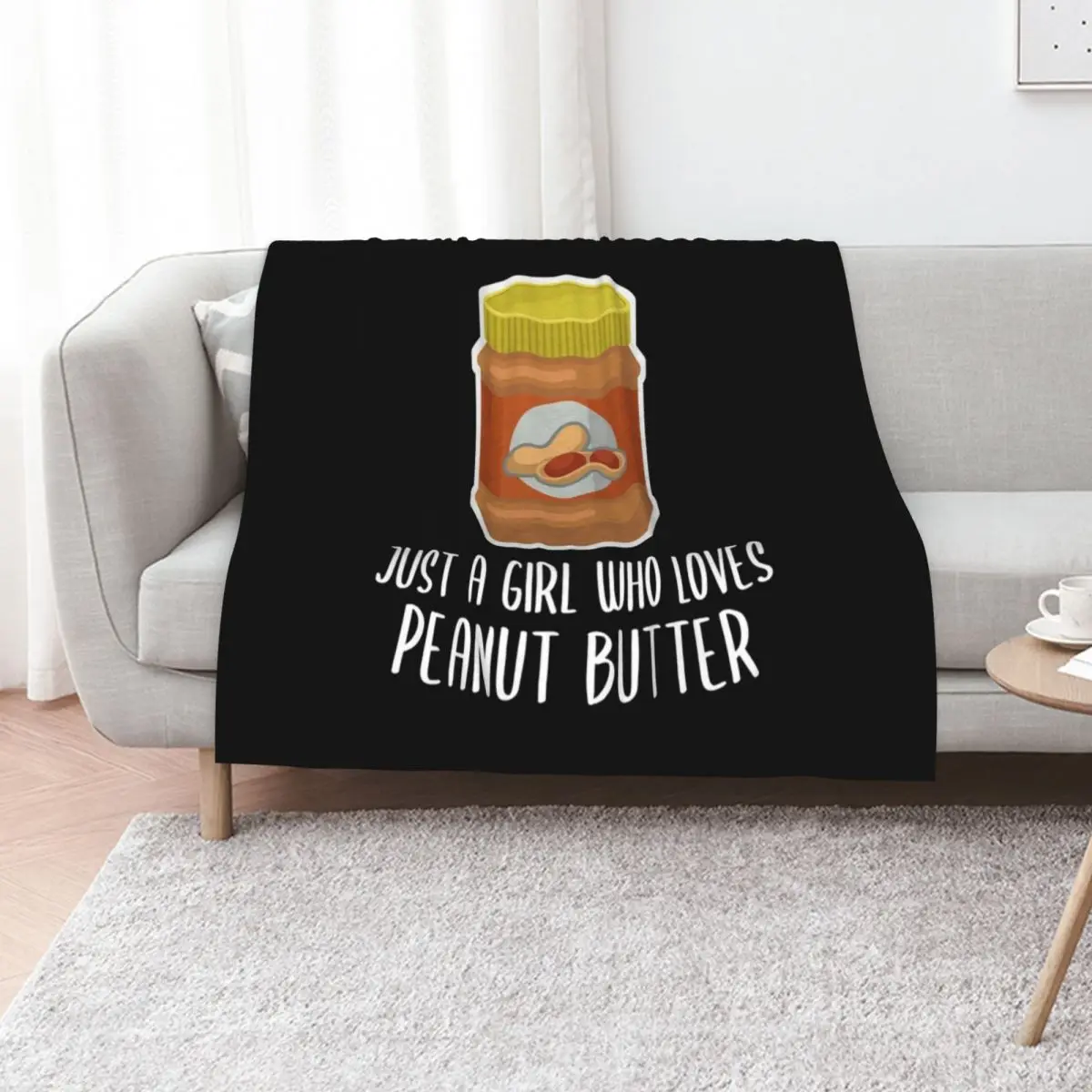 

Just a Girl Who Loves Peanut Butter Throw Blanket Decorative Beds Personalized Gift Soft Plaid Sleeping Bag Blankets
