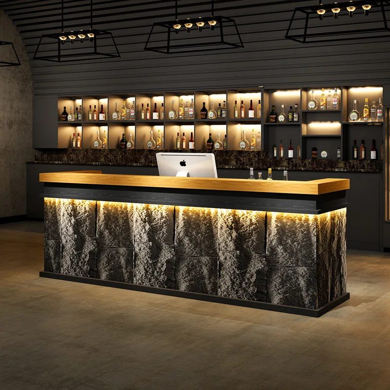 Meja Kasir Restoran Bar Gaya Cina Baru Homestay Mewah Meja Kasir Kayu Solid Perabot Meja Resepsionis JT40C