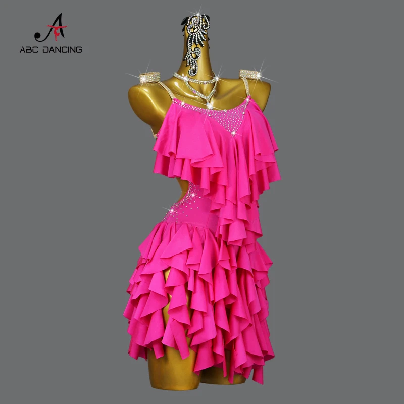 New Latin Dance Dress Competition Costume Sex Women's Professional Clothes Girl Plus Size Custom Ball Short Skirt Wear Line Suit