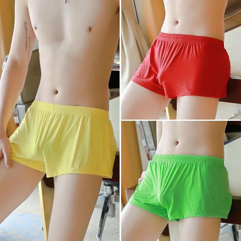 

Men's Boxy Underwear Youth Ice Silk Ultra-thin Lightweight Sports Shorts Summer Cool Feel Loose Quick Drying Homewear Sleepwear