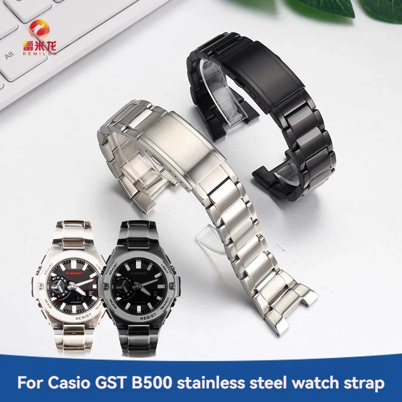 Для Casio G-SHOCK стальное сердце GST-B500 GST-B500AD/BD/D мужской ремешок для часов из нержавеющей стали металлическая цепочка для спортивных часов серебристый черный