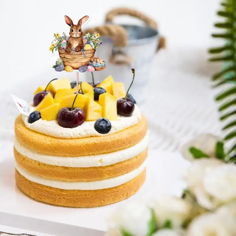 Decoración Para cupcakes de Pascua, conjunto de adornos para cupcakes de conejo de pascua, adornos para dulces de postre, decoración para fiestas de Pascua, 2024