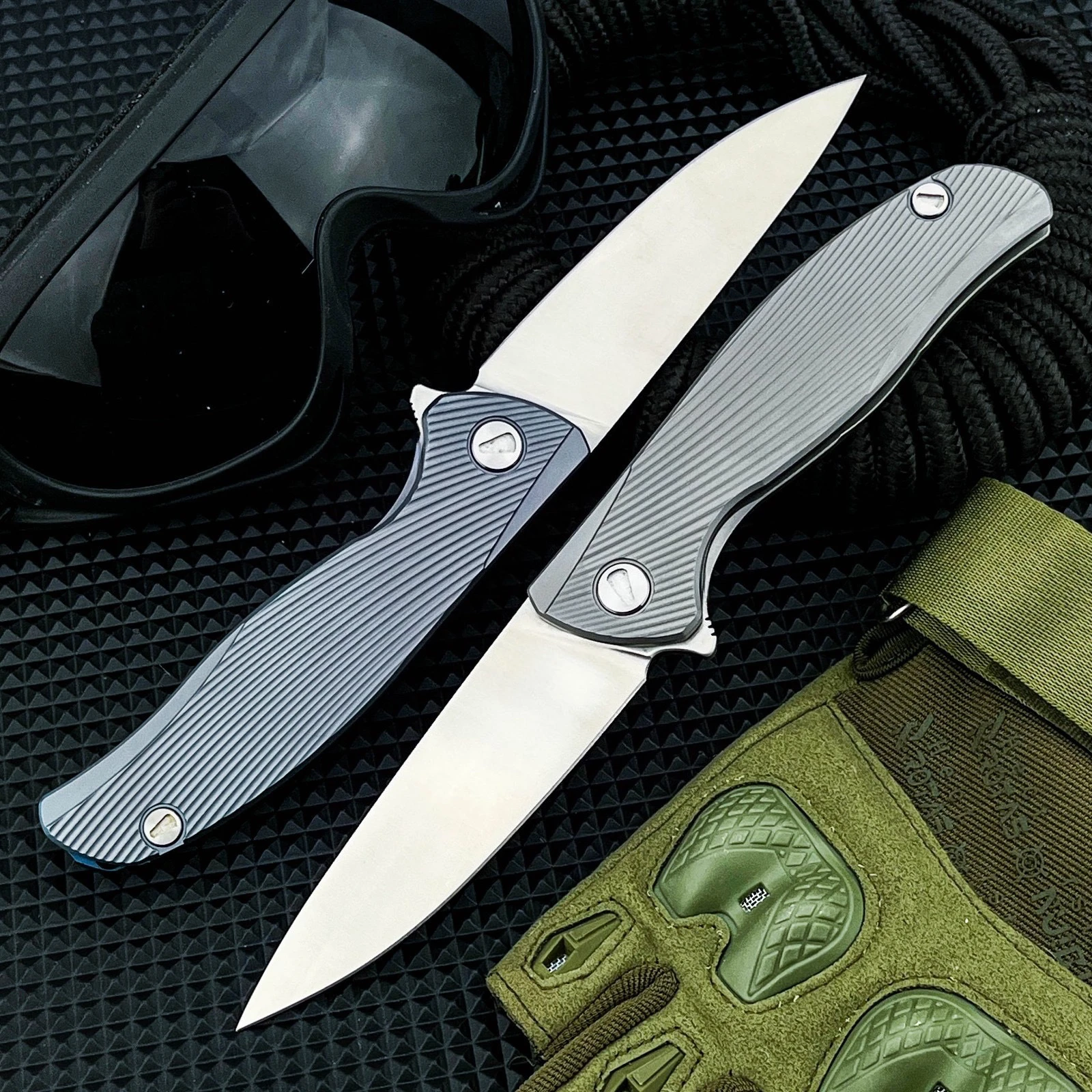 

Outdoor Multi-Tool Pocket Folding Knife - D2 Blade, Titanium Alloy Handle for Camping Hunting and Survival Portable EDC Knives