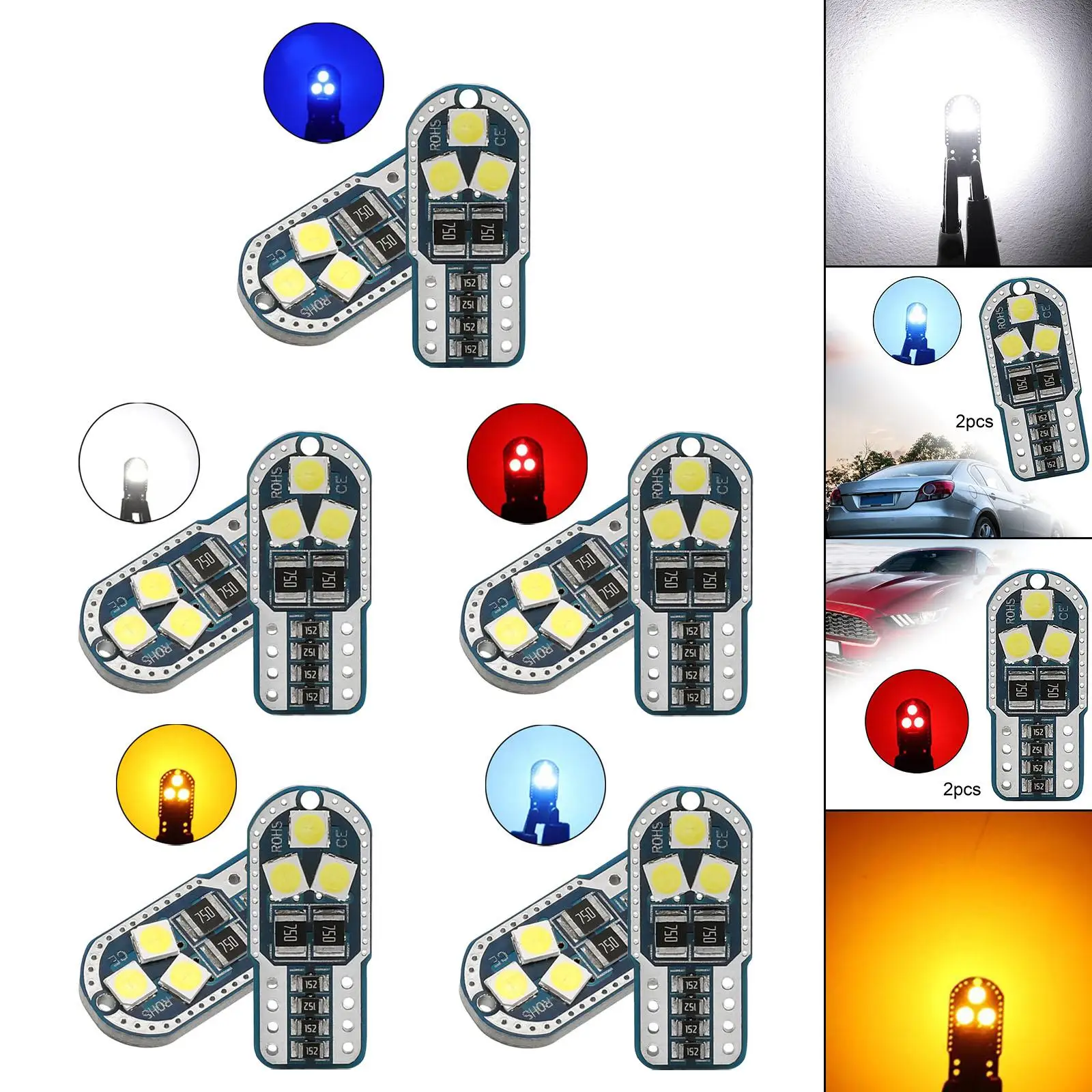 

2x W5W T10 194 168 6000K 6SMD DC12V LED Car Bulbs Dome Lights Car Interior