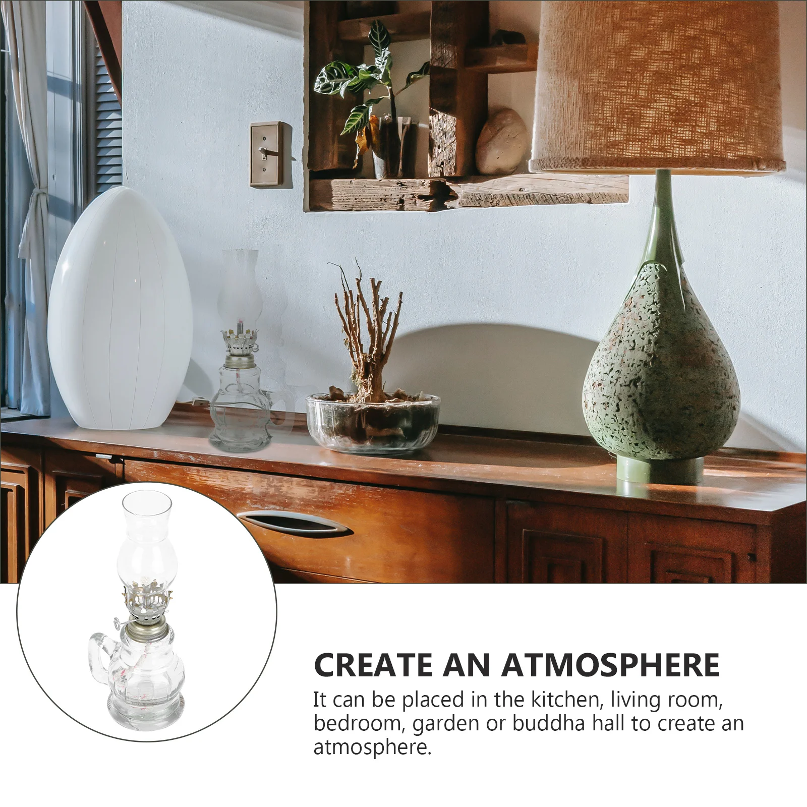 Vintage glazen lamp Retro olielantaarn transparant materiaal elegant ontwerp huisbenodigdheden lamp