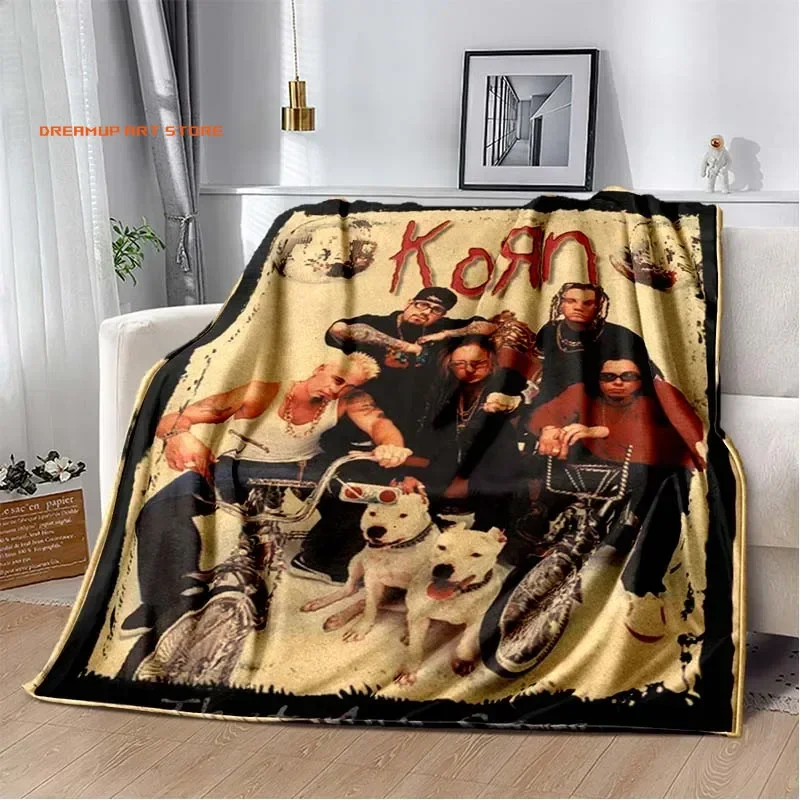 2026 Fashion Rock Band K-Korn Flannel Soft Warm Blanket Retro Bed Bedroom Living Room Sofa Blanket Travel Portable Picnic Blanke