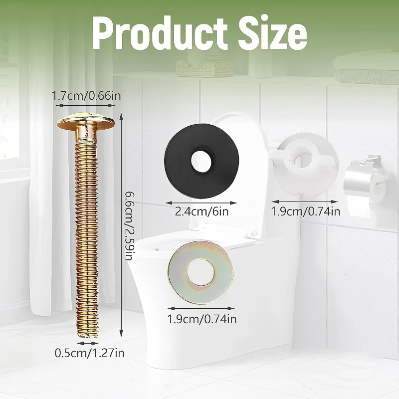 6Pcs/3Set Toilet Seat Screw Bolt Set Toilet Seat Accessories and Fixtures with Lug Nut Toilet Seat Hinge Replacement Parts Kit