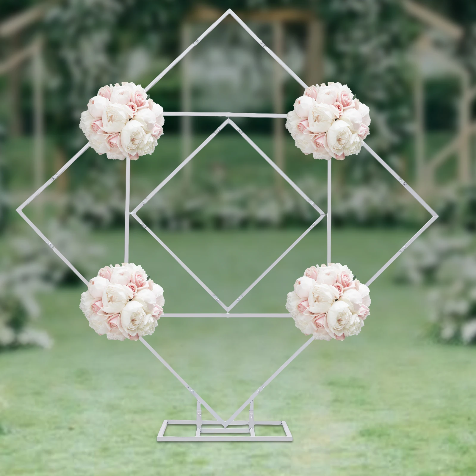 Square Metal Wedding Balloon Arch Kit 6.6 FT. Frame Backdrop Stand Party Decoration