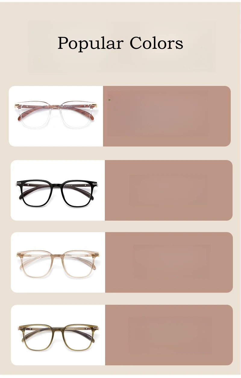 Yimaruili ultraleichte Mode tr90 Holzmaserung Brillen Frauen kleine Gesichter quadratische optische Rezept Herren Brillen Rahmen 21009 – Detail 2