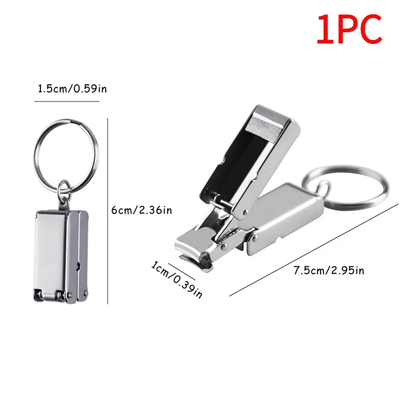 *1PC Stainless Steel Mini Folded Nail Clipper With Key Ring Handle Rotary Nail Clipper Nail Accessories And Tools Small Scissor