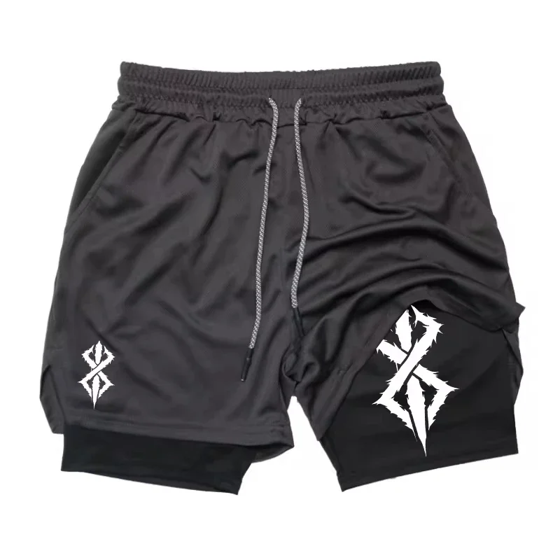 

2025 Summer Men's New Fashionable Trend Leisure Gym Fitness Sports Double layer Shorts Outdoor Running Basketball Training Short