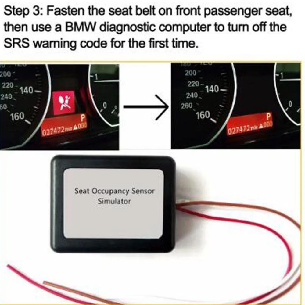 The passenger seat occupancy pad bypass ABS sensor simulator is suitable for the entire BMW E60 E90 X6 X5 series (1997-2010)