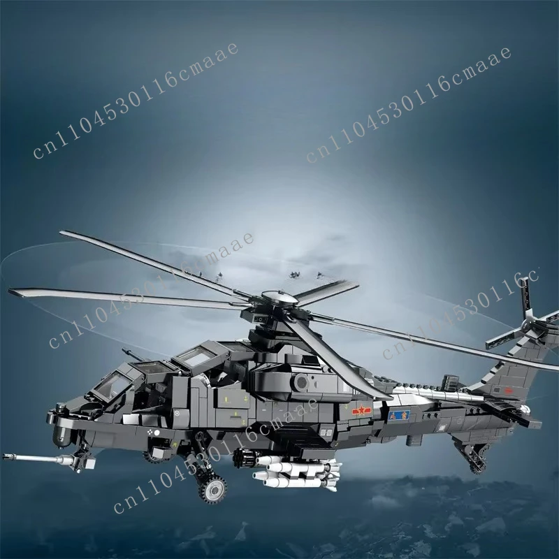 1366PCS Technical WZ-10 Fighter Jet Building Blocks MOC High-tech RC Fighter Soldiers Bricks Military Toys for Boys