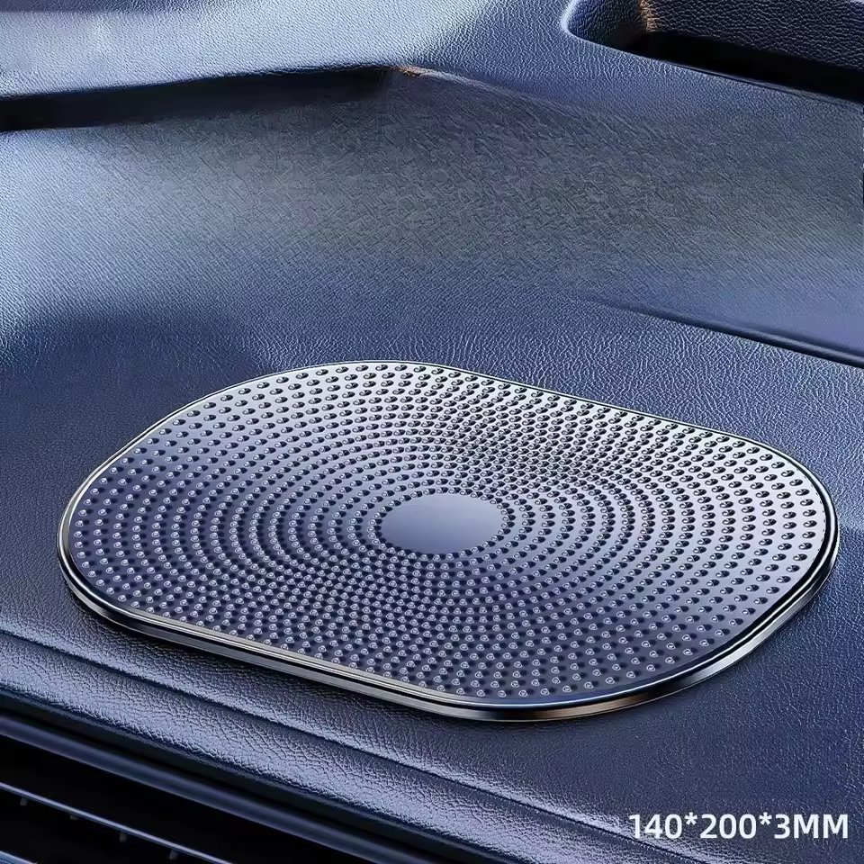 Smartphone sitting securely on the non slip mats set.