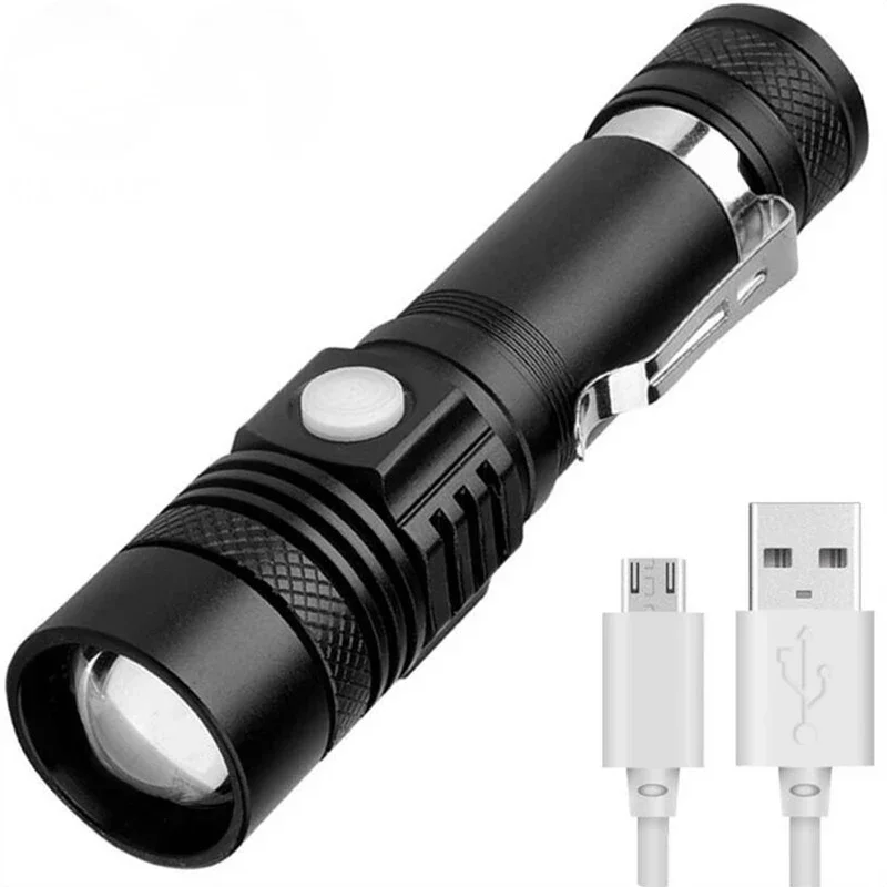 M2 Mini USB Rechargeable Led Flashlight Torch USB Recargable Telescopic Zoom Zoomeable Waterproof Night Light Riding Linterna