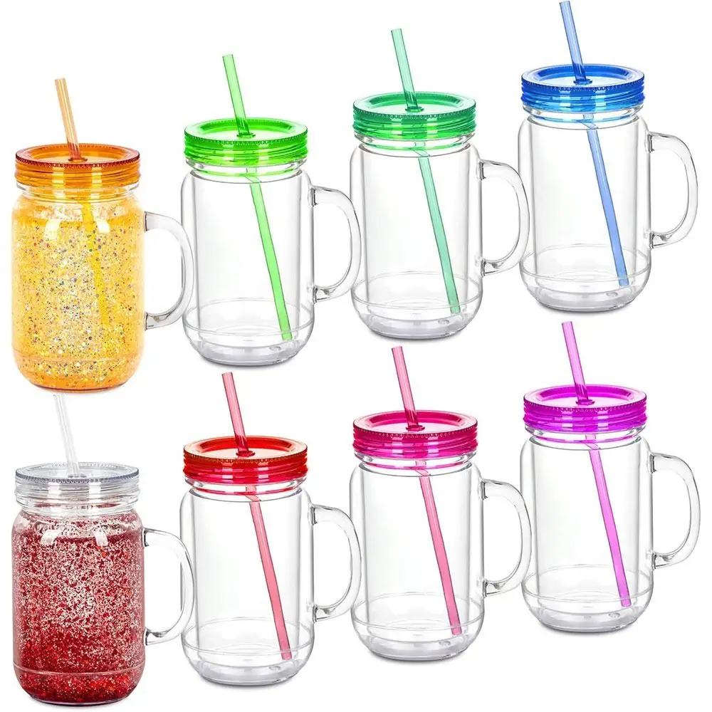 Nuevo vaso de globo de nieve de 20 Oz de capacidad, tarros de plástico de doble pared con agujero preperforado, vasos de globo de nieve transparentes, recuerdos de fiesta