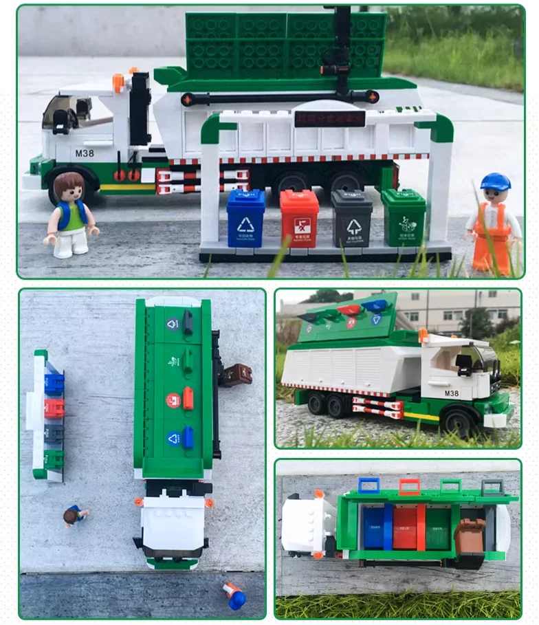432PCS City Garbage Truck Building Blocks Set - Educational Sanitation Transport Bricks Toy for Kids Christmas Gift