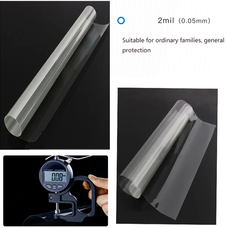 2mil Explosion-proof Clear Window Film Home Security Shatterproof Vinyl Window Sticker Removable for Home and Office