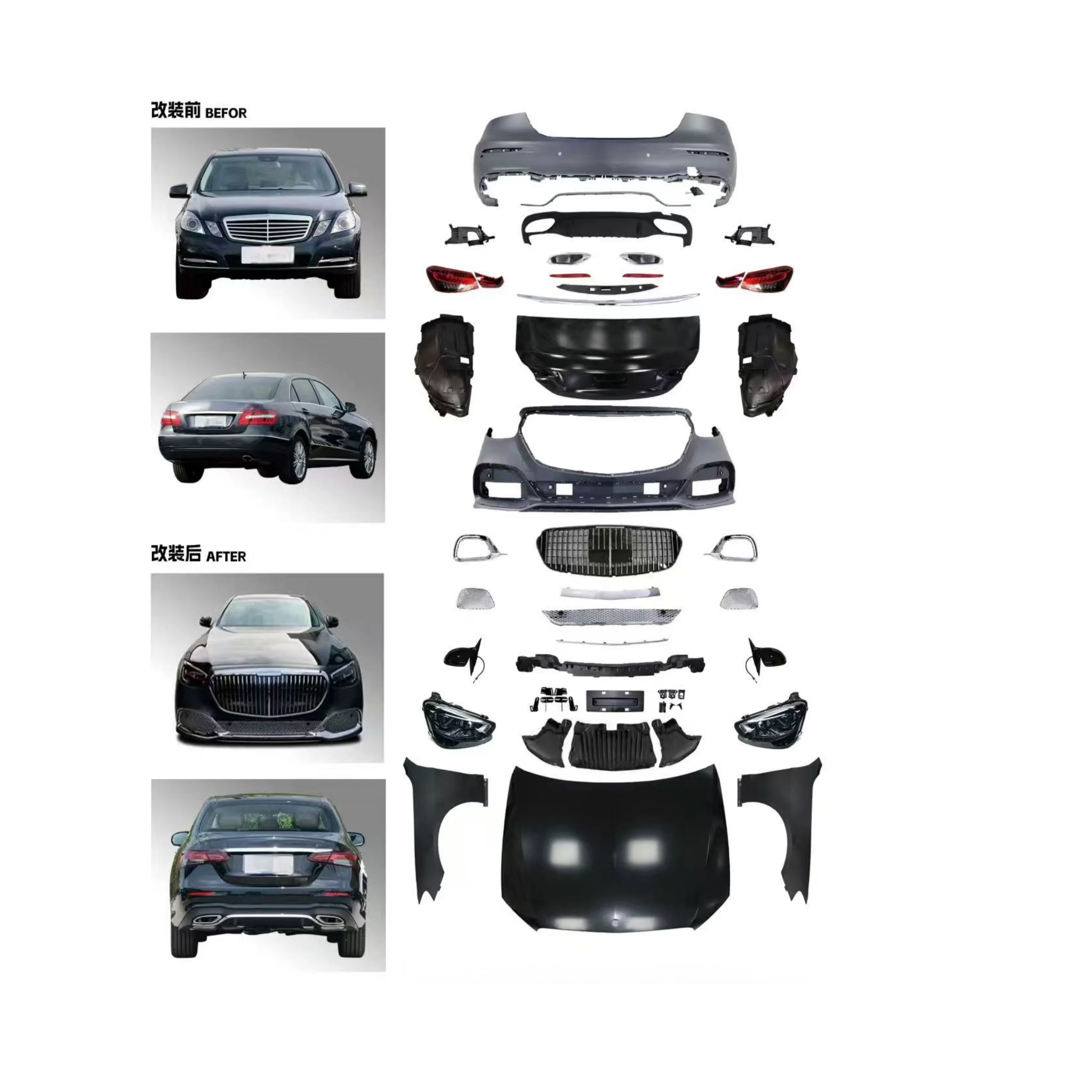 Abs  Bumper Guard  Upgrade  for  Benz  W212  Upgrade to W213 Maybach Style