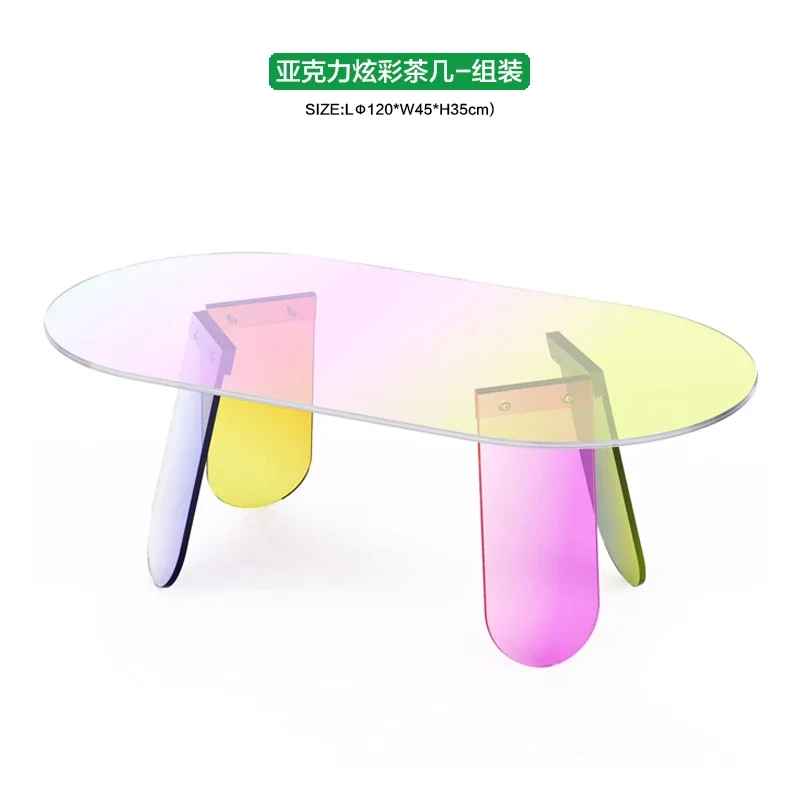 Tea Table Nordic Designer Coffee Table Luxury Living Room Furniture Acrylic Creative Transparent Colourful Large Sofa Side Table