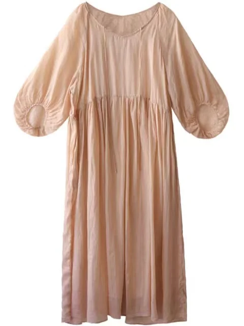 Verão feminino bolha sve linho dr tamanho grande com cinto drapeado dupla camada saia longa cintura alta a linha midi dr