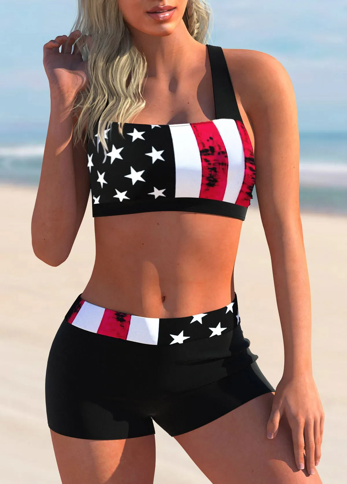 2024 Women High Waist Tankini Summer New Design Printing Swimwear Swimsuit Bikini Bathing Suit Two Piece Set Beach Weart XS-8XL