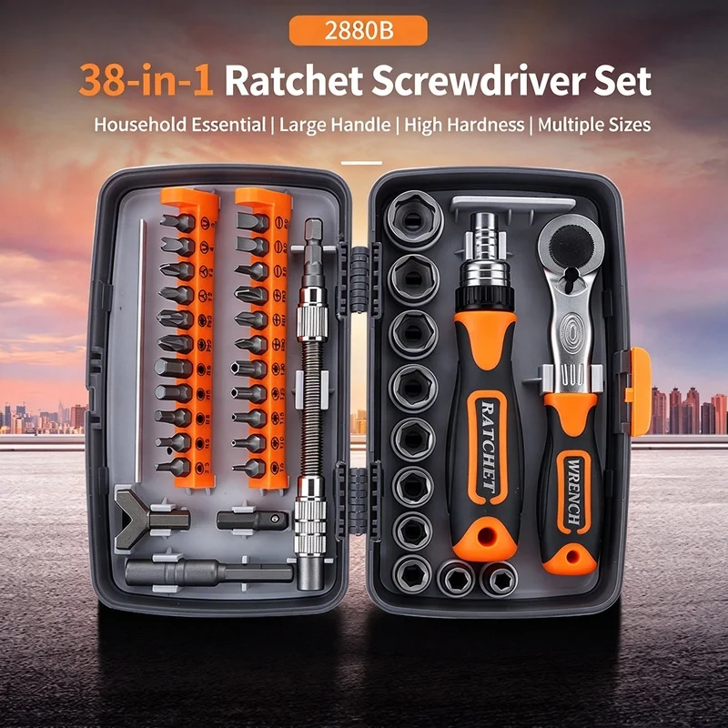 Magnetic Torx Bits Ratchet Screwdriver Kit, Labor-Saving Multi-Function Screwdriver Set for Household Maintenance & Repair