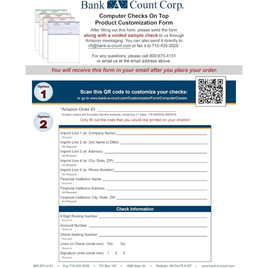 Computer Checks on Top - Custom Laser Business Checks Compatible with QB accounting software Blue 1000