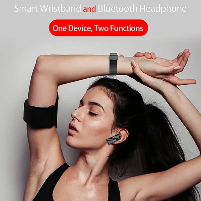 Nuevas pulseras inteligentes 2 en 1 con auriculares Bluetooth, pulsera de Fitness, llamadas de voz, Monitor de ritmo cardíaco, reloj inteligente para hombres