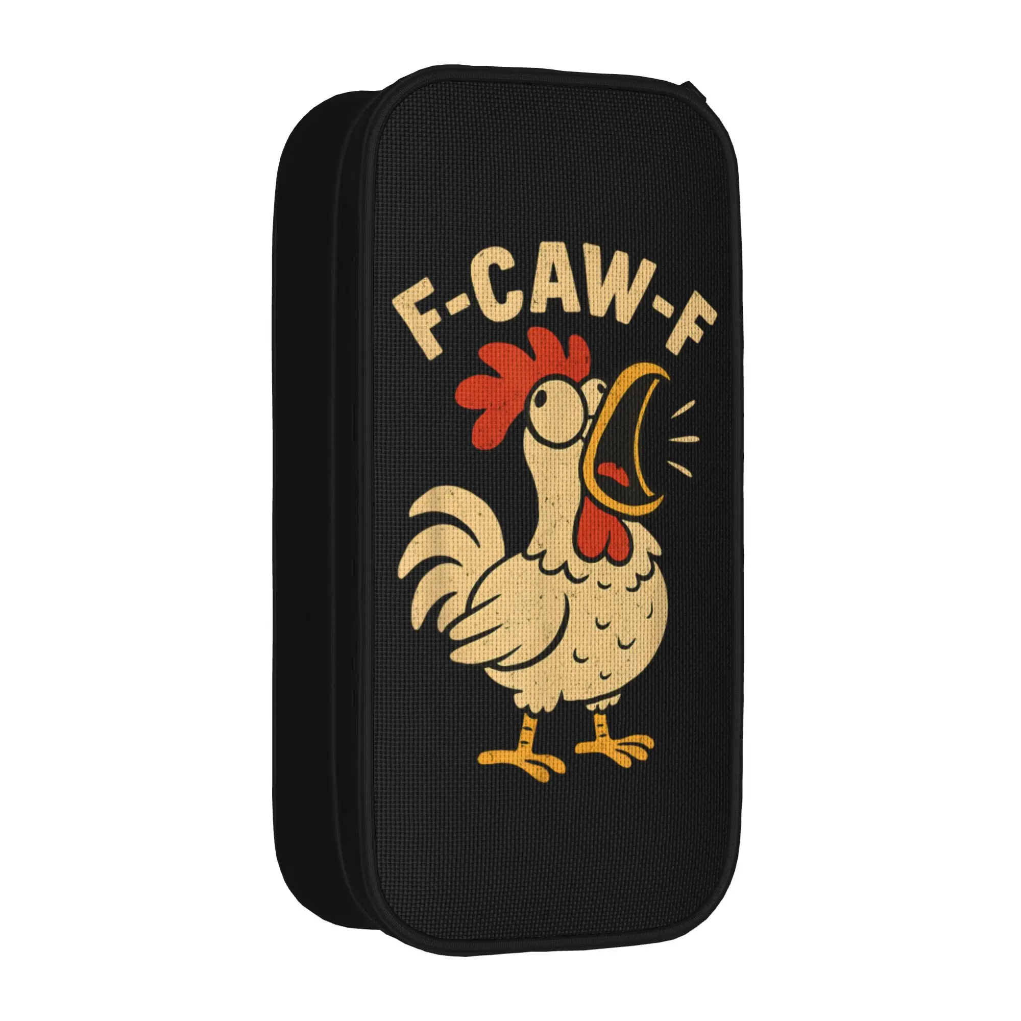 F-Caw-F Funny Chicken Rooster Pencil Case Classic Sarcastic Humor Pen Holder Pencil Bags Large Storage Pencil Box Stationery