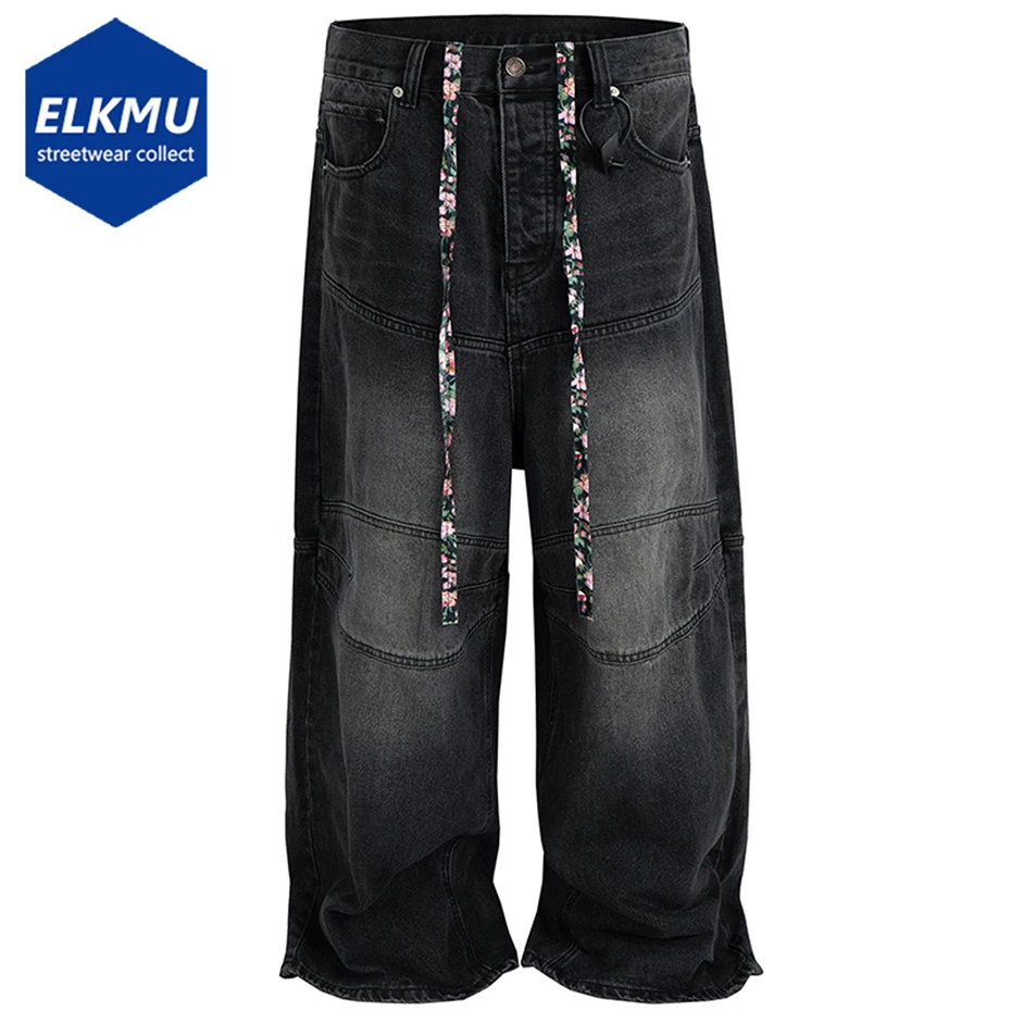 

Vintage Black Baggy Jeans Streetwear Harajuku Hip Hop Loose Straight Denim Pants Men Retro Jeans Trousers
