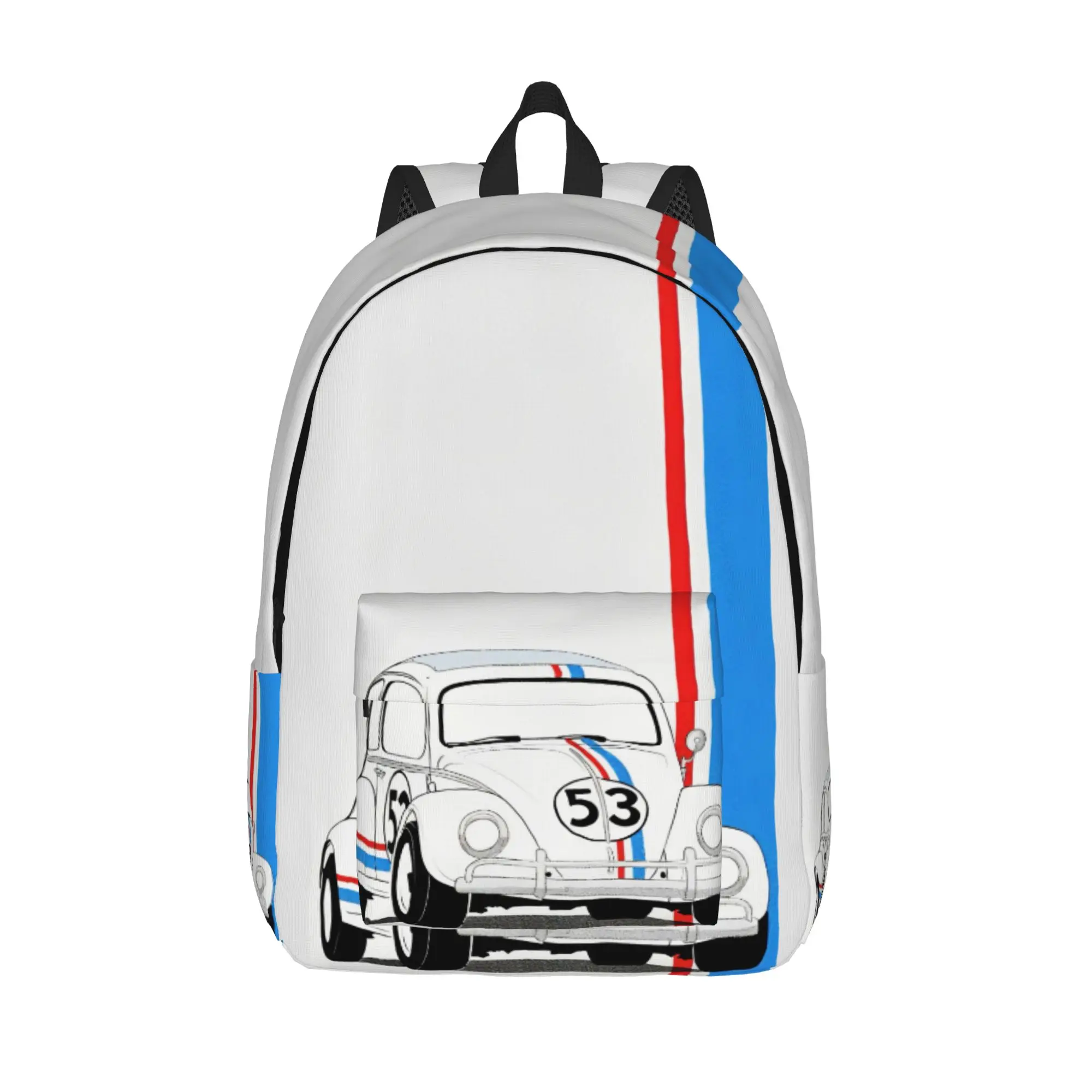 

Herbie Number 53 Classical Backpack School Hiking Travel Race Car Enthusiasts Stripe Daypack for Men Women Laptop Canvas Bags