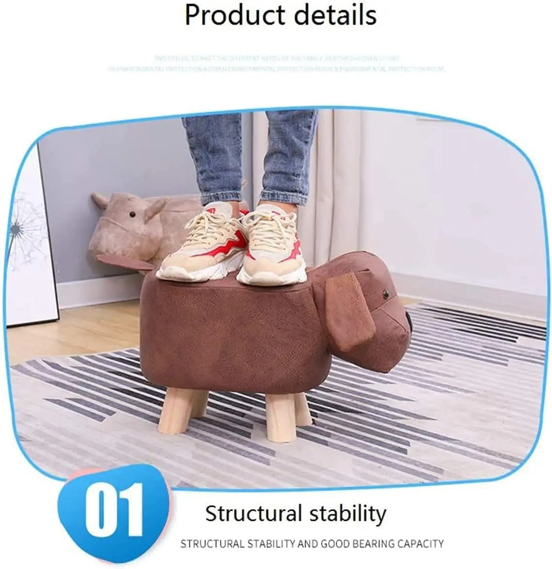 Repose-pieds en forme d'animaux mignons, repose-pieds pouf avec coussin rembourré doux et pieds antidérapants, repose-pieds en pouf pour enfants et adultes pour chambre à coucher