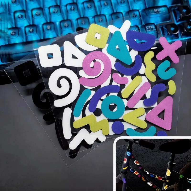 Colorful Abstract Geometric Waterproof Vinyl Sticker Decal For Bike Frame Laptop Water Bottle Decoration DIY Accessories