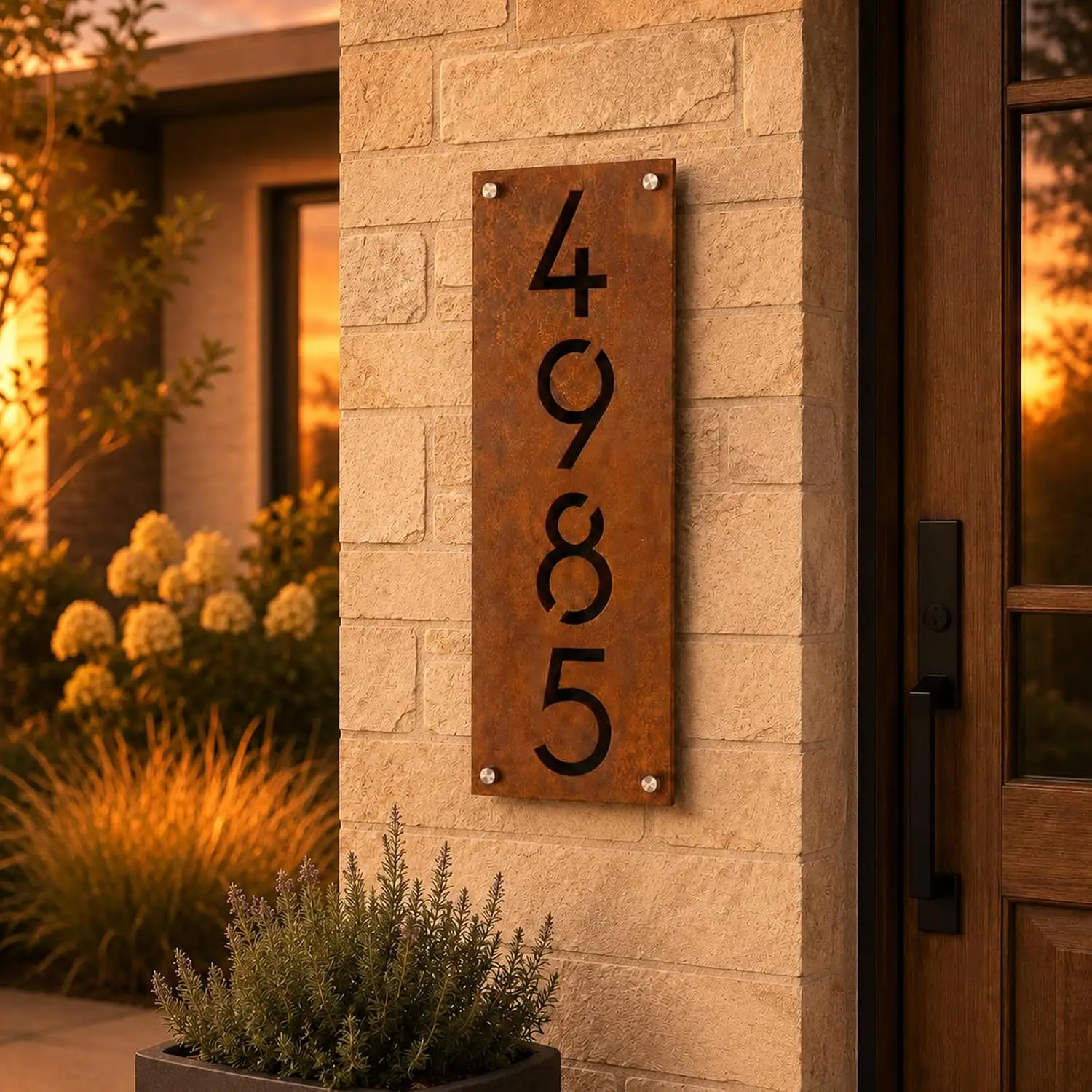Rustic Metal Address Plaque Custom House Number Outdoor Sign